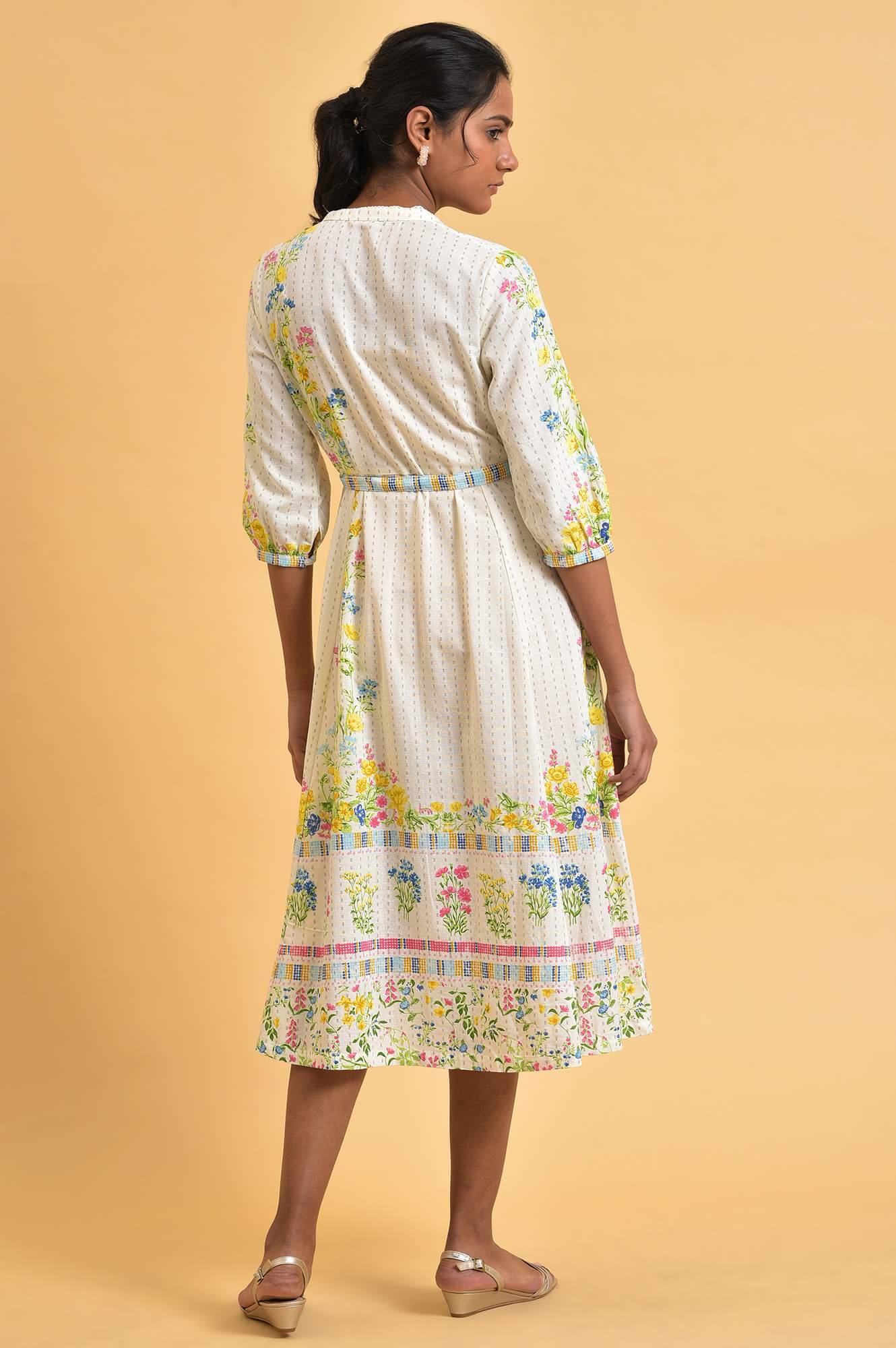 White Floral Summer Vacay Dress - View 7